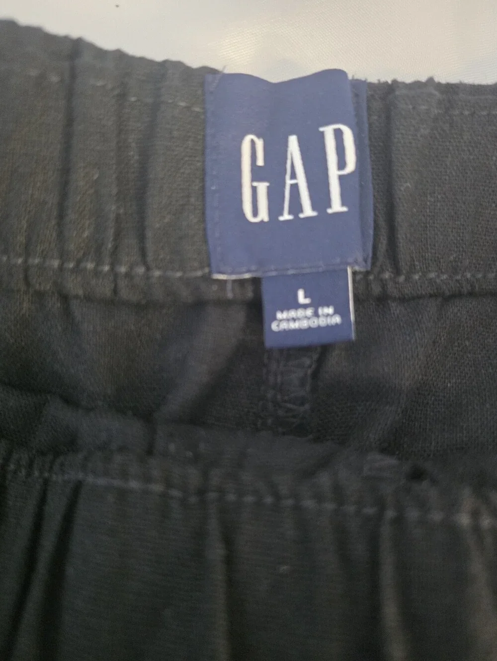NWT Womens Linen Black Wide-Leg Pull-On Pants Size L